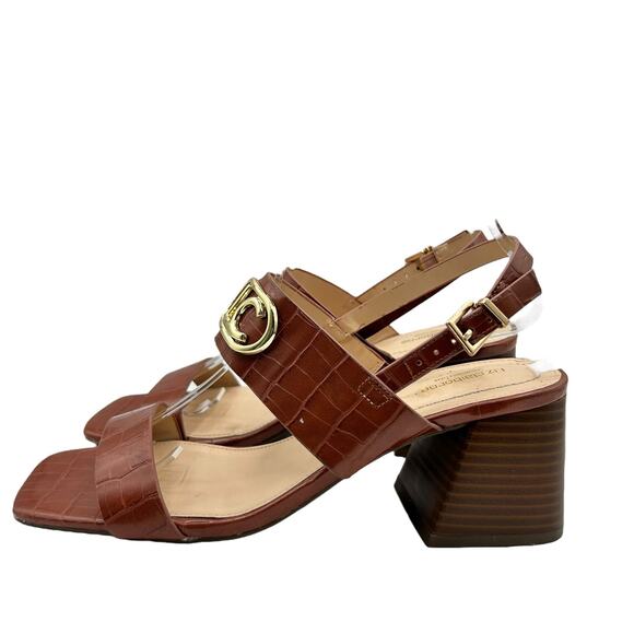 Liz Claiborne Women's Brown Croc Embossed Portola Slingback Sandals Size 8.5M - Picture 7 of 11